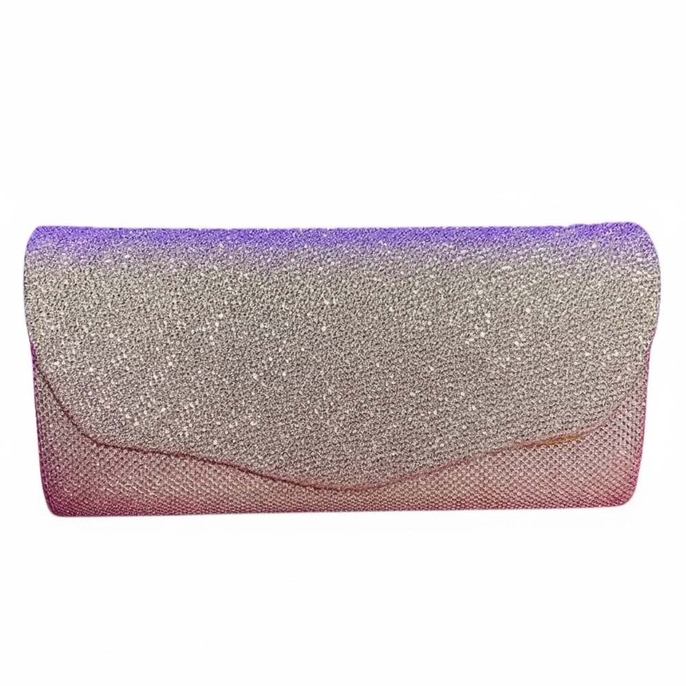 Glitter Evening Clutch w/Rope Shoulder Strap, EUC